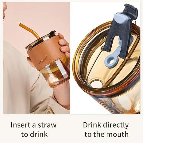 Juice Cup With Straw Glass Material (450ml) - Oshi.pk - Buy & Sell Online