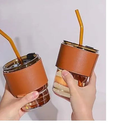 Juice Cup With Straw Glass Material (450ml) - Oshi.pk - Buy & Sell Online
