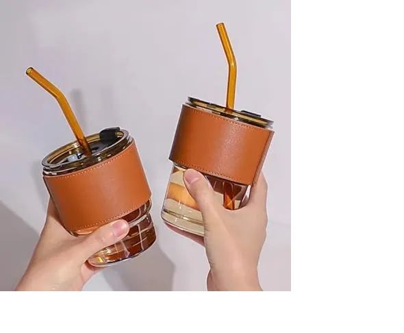 Juice Cup With Straw Glass Material (450ml) - Oshi.pk - Buy & Sell Online