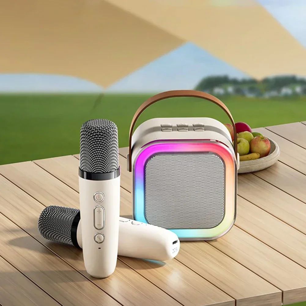 K12 Dual Microphone Karaoke Bluetooth Speaker RGB Light Two 5W Speaker ...