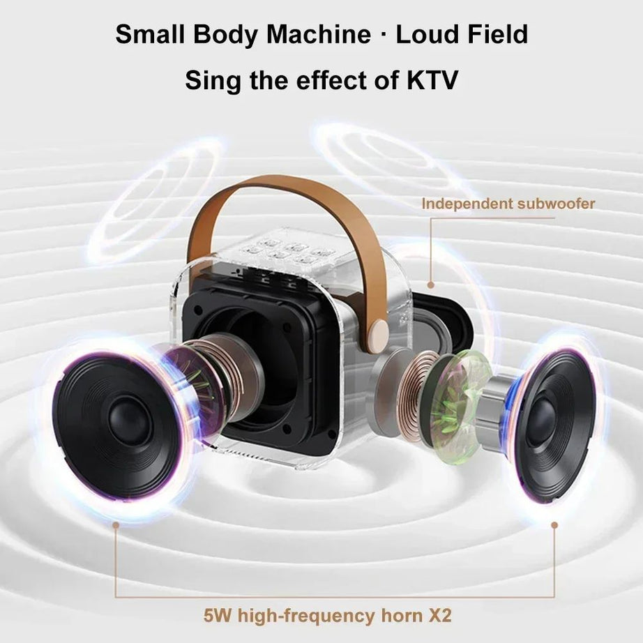 K12 Dual Microphone Karaoke Bluetooth Speaker RGB Light Two 5W Speakers Sound Subwoofer Boombox Support Multiple Input Modes - Oshi.pk - Buy & Sell Online