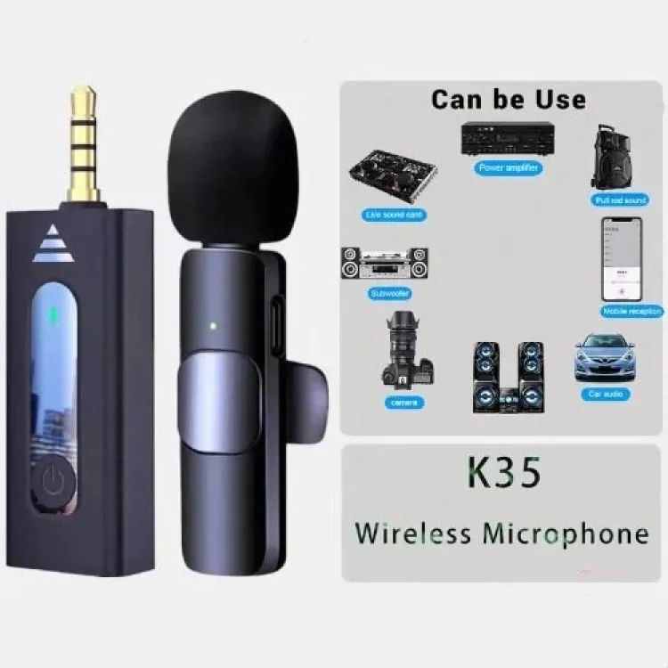 K35 Wireless MicroPhone 3.5MM JACK K35 Lavalier True Wireless Single Microphone - Oshi.pk - Buy & Sell Online