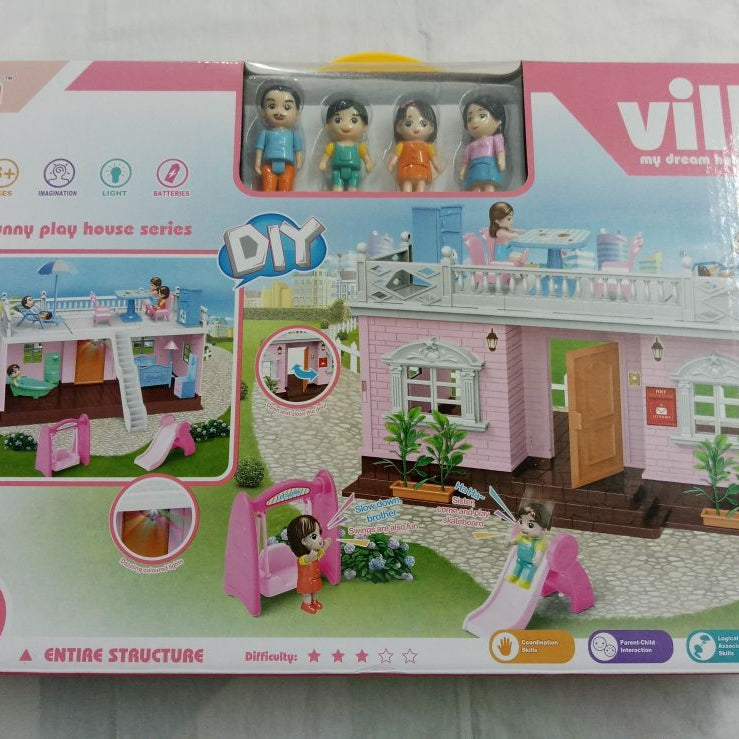 Kaibao Villa - Funny Play house- DIY - Light - 4 mini Dolls - Mini Accessories - Oshi.pk - Buy & Sell Online
