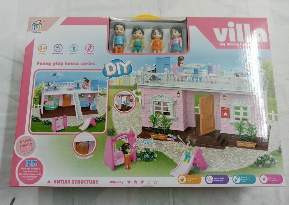 Kaibao Villa - Funny Play house- DIY - Light - 4 mini Dolls - Mini Accessories - Oshi.pk - Buy & Sell Online