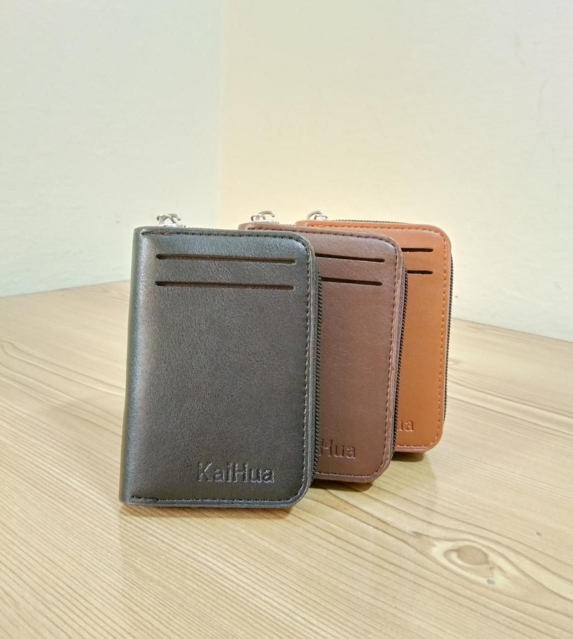 KaiHua PU Leather Men Card Holder Zipper Wallet With 13 Card Slots Casual Blocking Cards Bag - Oshi.pk - Buy & Sell Online