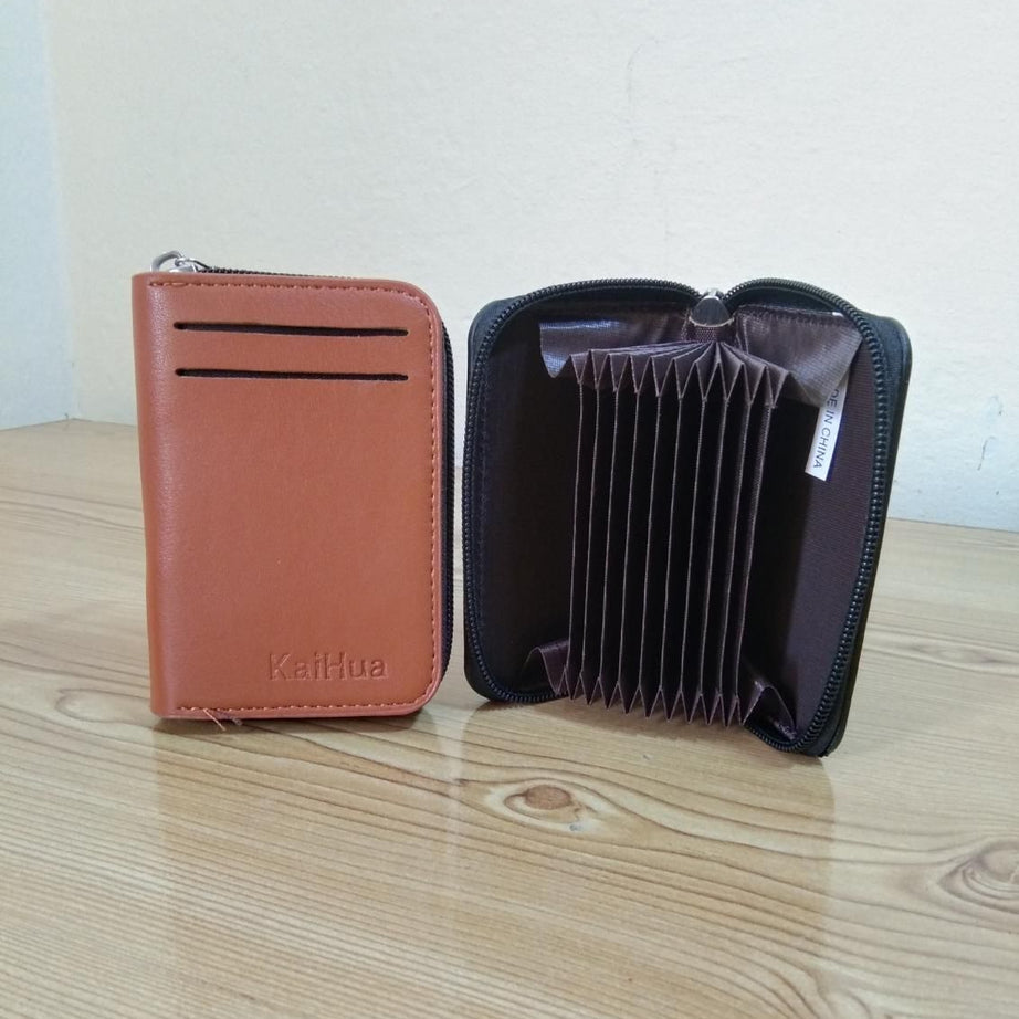 KaiHua PU Leather Men Card Holder Zipper Wallet With 13 Card Slots Casual Blocking Cards Bag - Oshi.pk - Buy & Sell Online