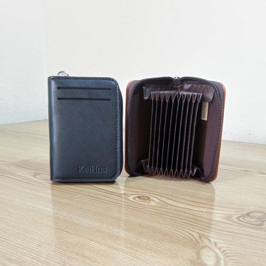 KaiHua PU Leather Men Card Holder Zipper Wallet With 13 Card Slots Casual Blocking Cards Bag - Oshi.pk - Buy & Sell Online