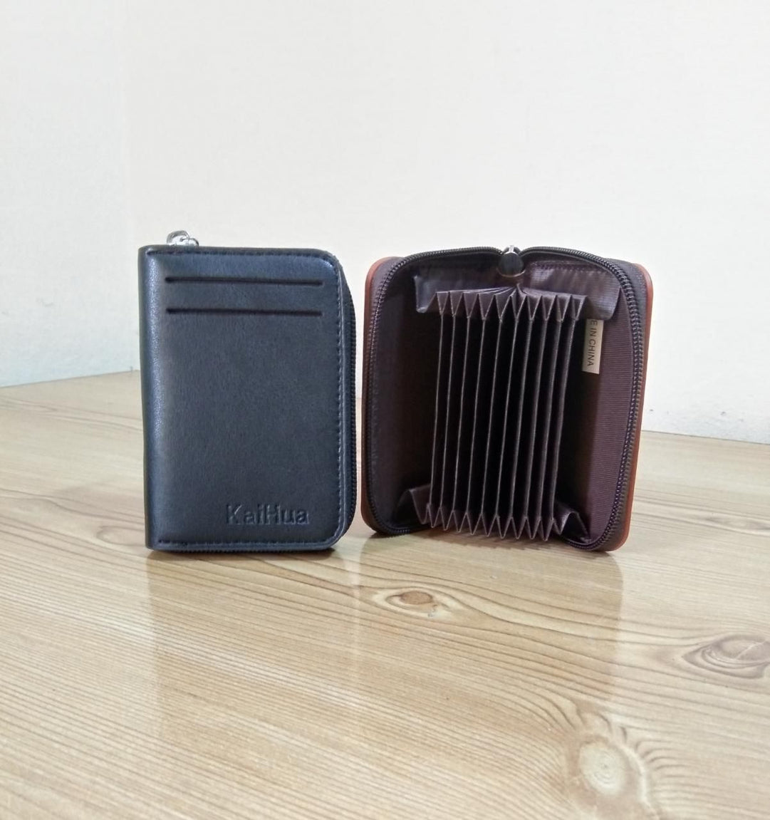KaiHua PU Leather Men Card Holder Zipper Wallet With 13 Card Slots Casual Blocking Cards Bag - Oshi.pk - Buy & Sell Online