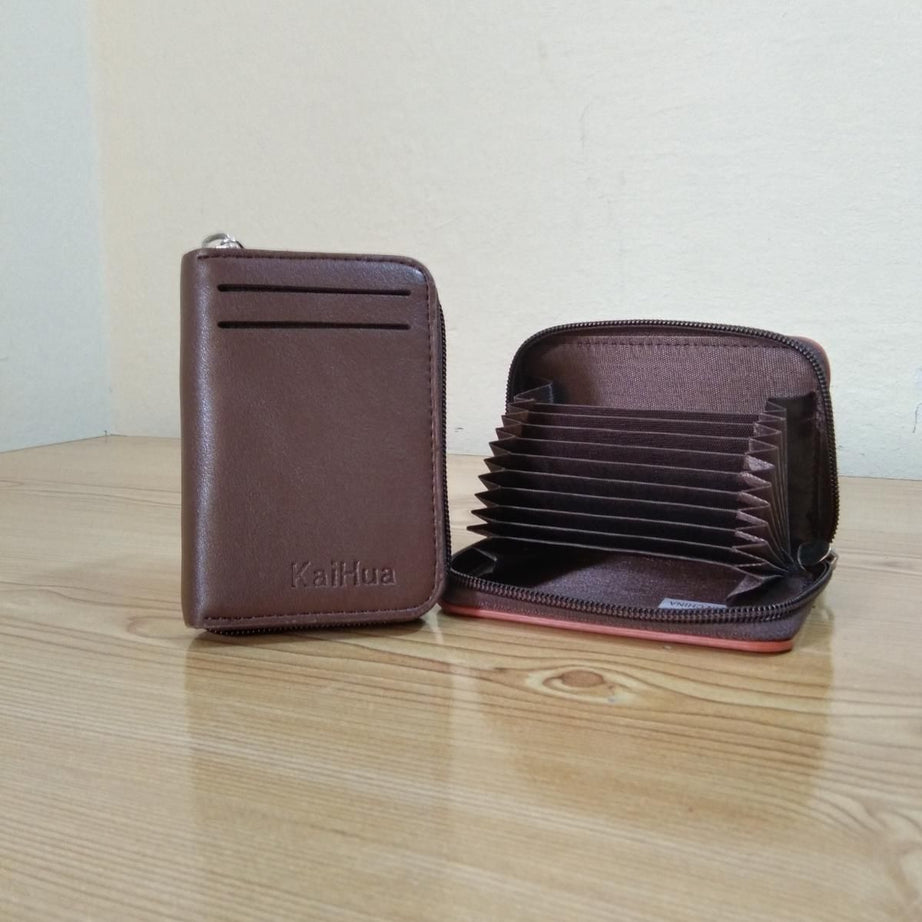 KaiHua PU Leather Men Card Holder Zipper Wallet With 13 Card Slots Casual Blocking Cards Bag - Oshi.pk - Buy & Sell Online