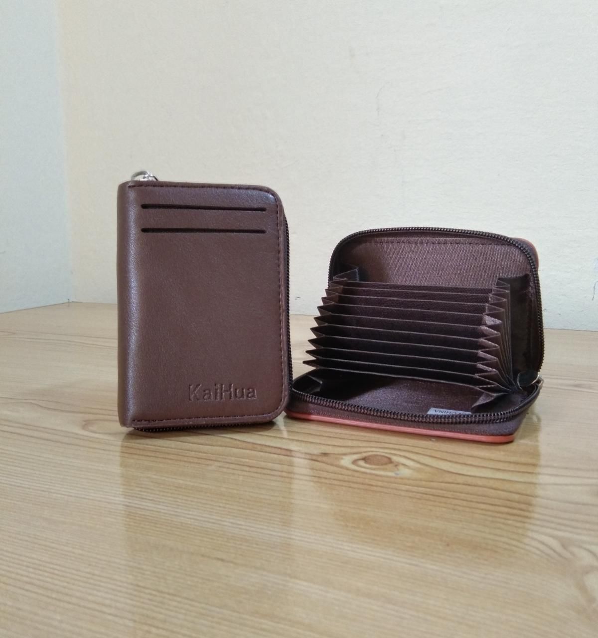 KaiHua PU Leather Men Card Holder Zipper Wallet With 13 Card Slots Casual Blocking Cards Bag - Oshi.pk - Buy & Sell Online