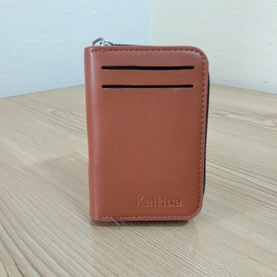 KaiHua PU Leather Men Card Holder Zipper Wallet With 13 Card Slots Casual Blocking Cards Bag - Oshi.pk - Buy & Sell Online