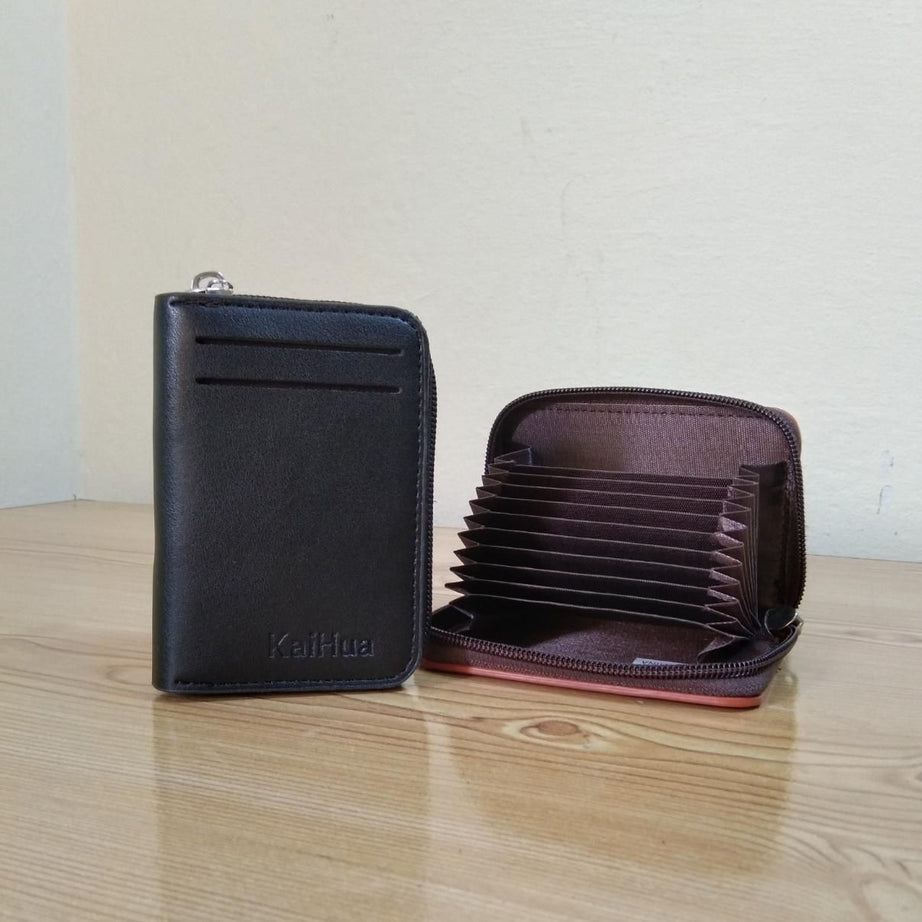 KaiHua PU Leather Men Card Holder Zipper Wallet With 13 Card Slots Casual Blocking Cards Bag - Oshi.pk - Buy & Sell Online