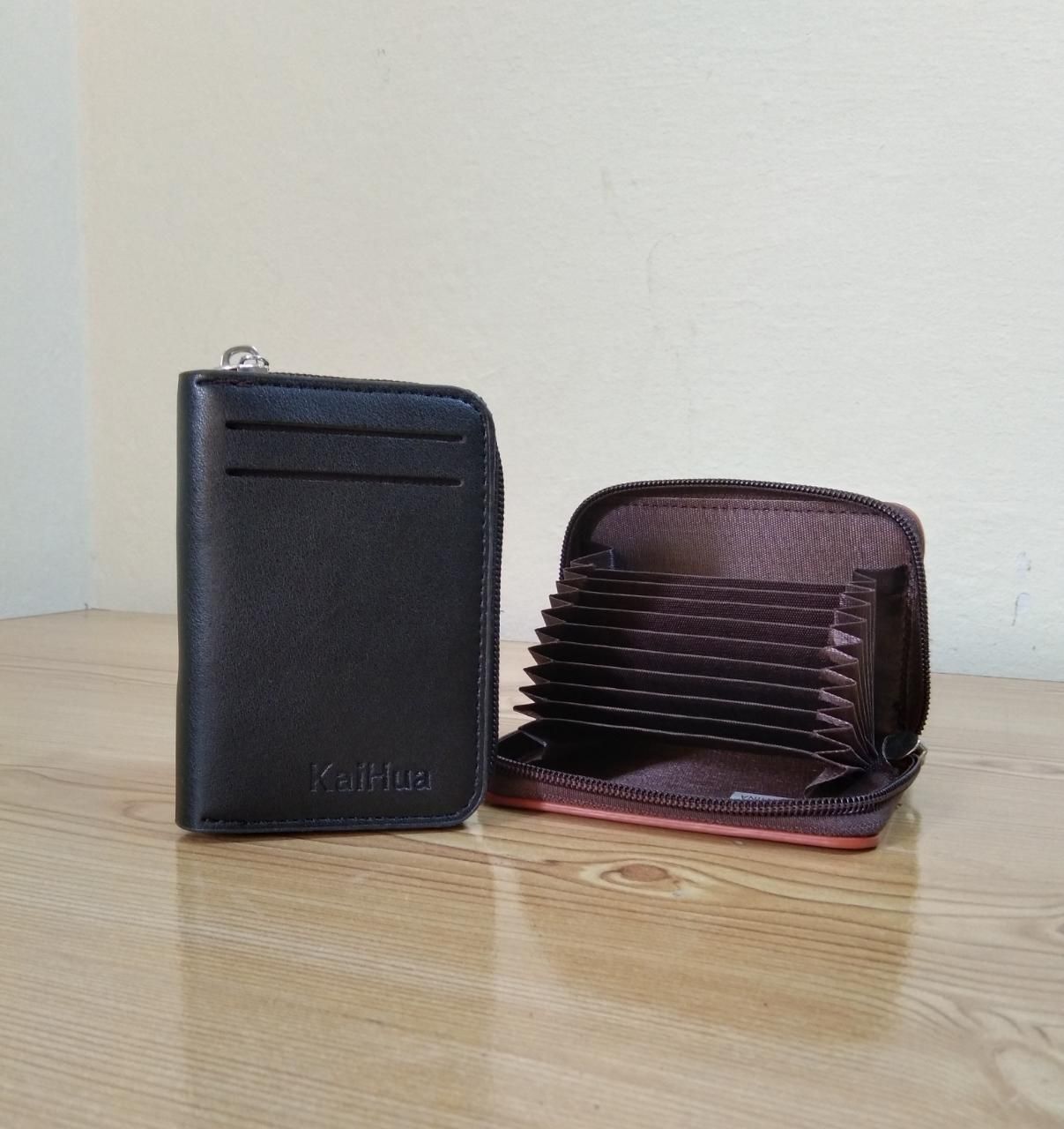 KaiHua PU Leather Men Card Holder Zipper Wallet With 13 Card Slots Casual Blocking Cards Bag - Oshi.pk - Buy & Sell Online