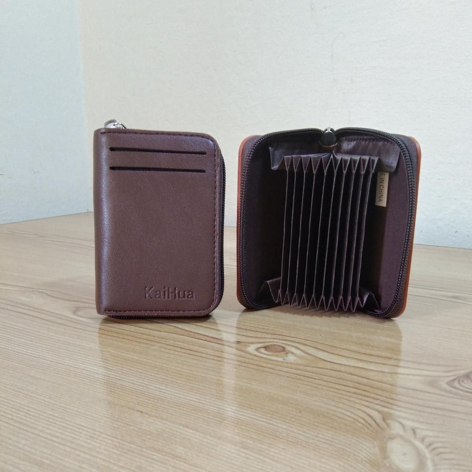 KaiHua PU Leather Men Card Holder Zipper Wallet With 13 Card Slots Casual Blocking Cards Bag - Oshi.pk - Buy & Sell Online