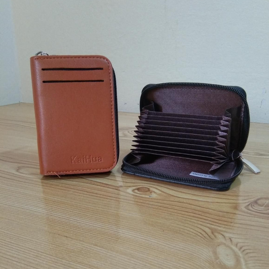 KaiHua PU Leather Men Card Holder Zipper Wallet With 13 Card Slots Casual Blocking Cards Bag - Oshi.pk - Buy & Sell Online