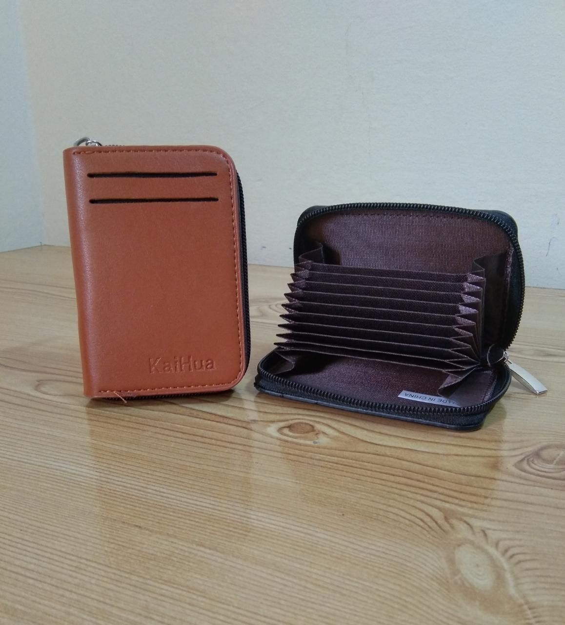 KaiHua PU Leather Men Card Holder Zipper Wallet With 13 Card Slots Casual Blocking Cards Bag - Oshi.pk - Buy & Sell Online