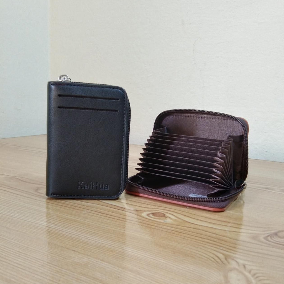 KaiHua PU Leather Men Card Holder Zipper Wallet With 13 Card Slots Casual Blocking Cards Bag - Oshi.pk - Buy & Sell Online