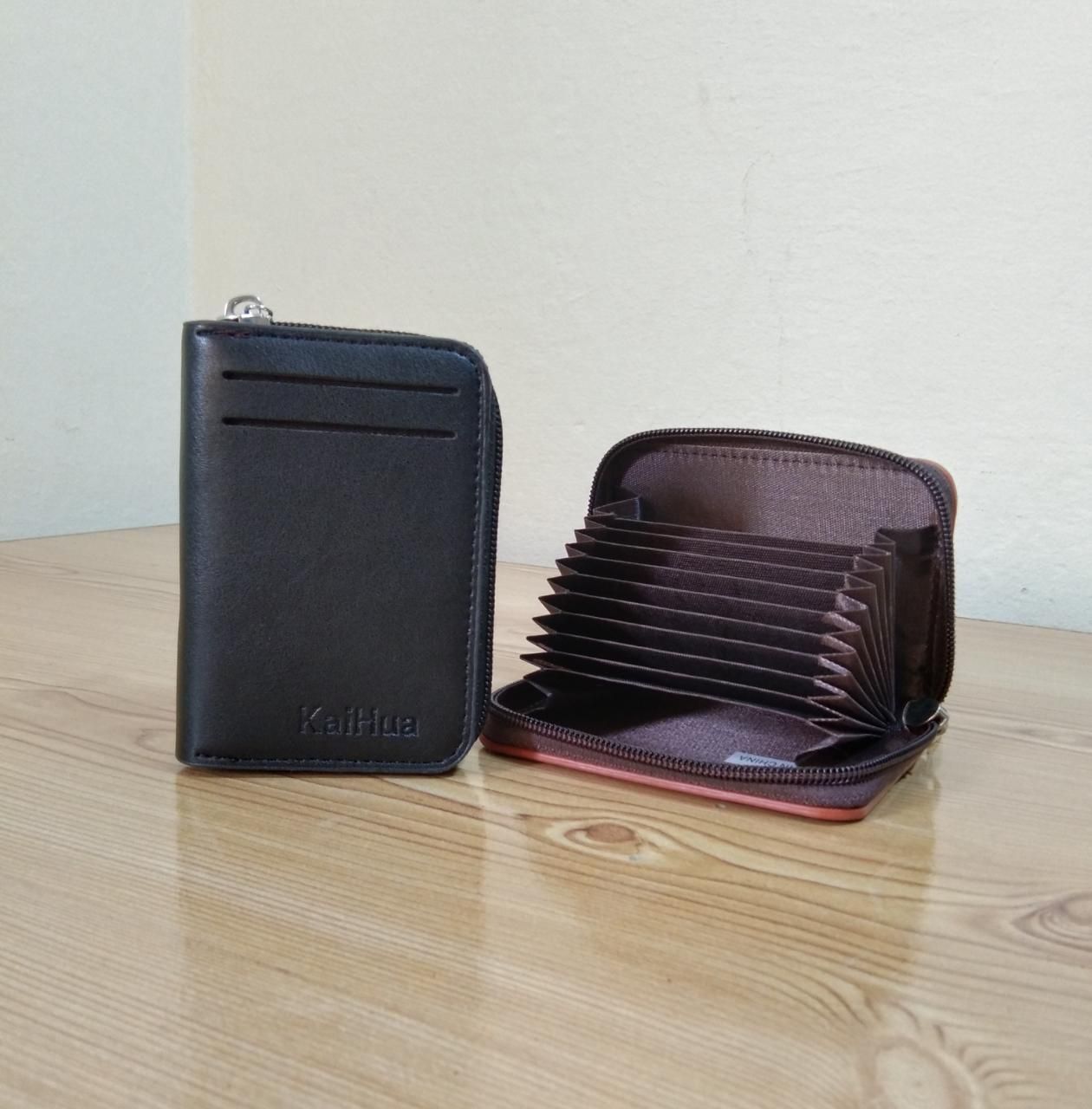 KaiHua PU Leather Men Card Holder Zipper Wallet With 13 Card Slots Casual Blocking Cards Bag - Oshi.pk - Buy & Sell Online