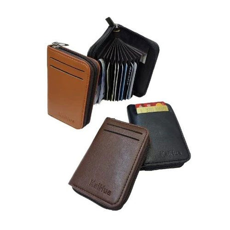 KaiHua PU Leather Men Card Holder Zipper Wallet With 13 Card Slots Casual Blocking Cards Bag - Oshi.pk - Buy & Sell Online