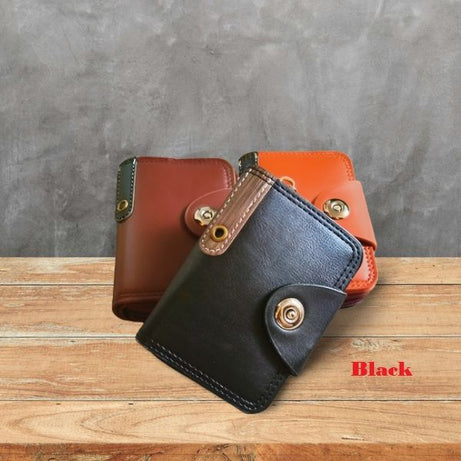 KaiHua Style Men's PU Leather Bifold ID Card Holder Bifold Zipper Purse Men Wallet