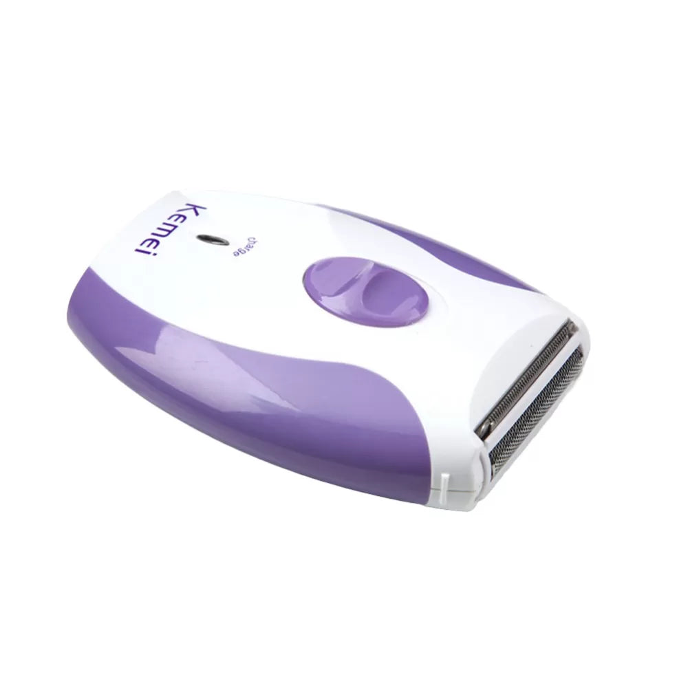 Kemei KM - 280R Mini Rechargeable Hair Remover Shaver - White and Purple EU Plug