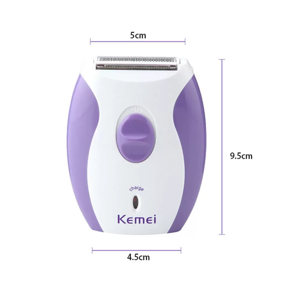 Kemei KM - 280R Mini Rechargeable Hair Remover Shaver - White and Purple EU Plug