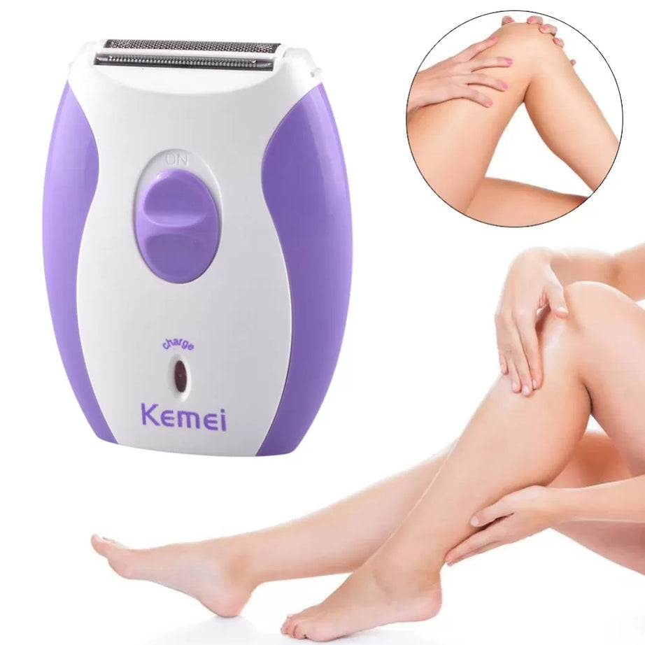 Kemei KM - 280R Mini Rechargeable Hair Remover Shaver - White and Purple EU Plug