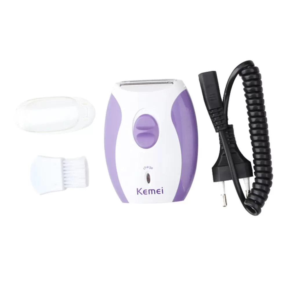 Kemei KM - 280R Mini Rechargeable Hair Remover Shaver - White and Purple EU Plug