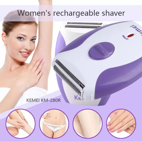 Kemei KM-280R Electric Hair Remover Shaver Mini Rechargeable Twin Blades Body Face Bikini Underarm Shaving Razor for Women - Oshi.pk - Buy & Sell Online