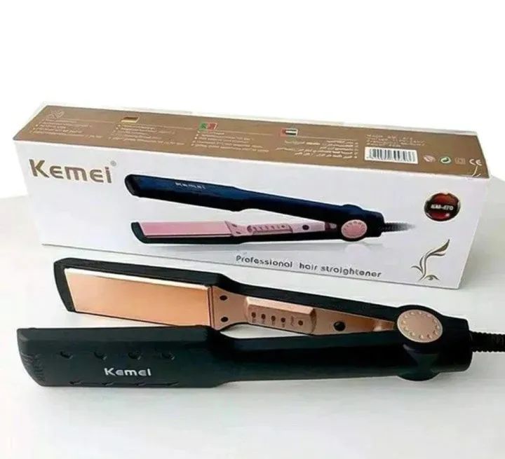 Kemei Km-470 - Professional Hair Straightener - km 470 - Black Titanium Golden Plate with digital temperature control Straightner - Oshi.pk - Buy & Sell Online