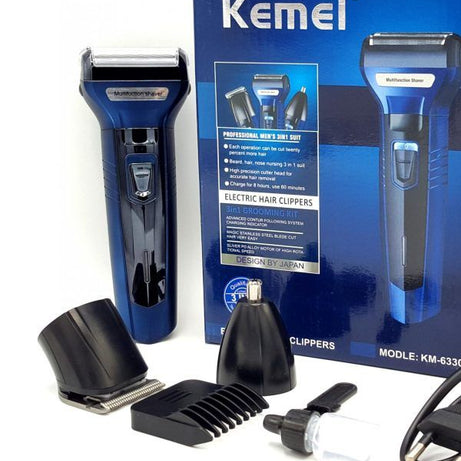 Kemei Three-in-One KM 6331 Reciprocating Electric Shaver Kemei - Blue