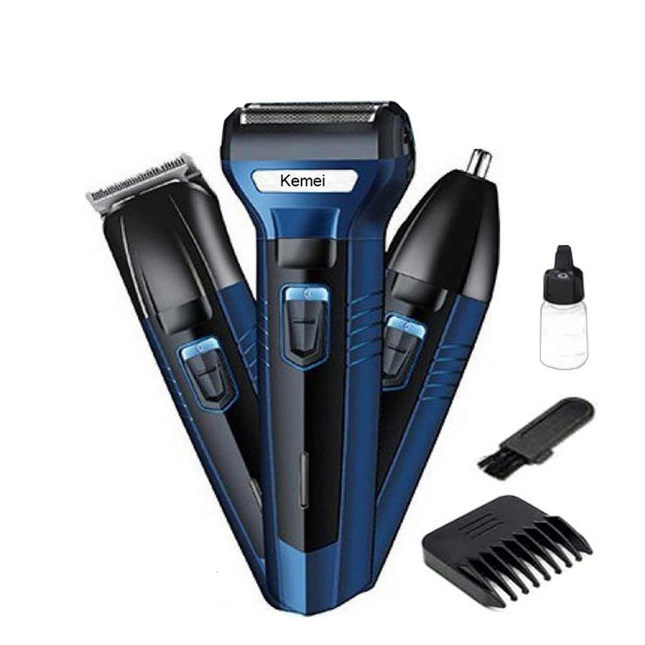 Kemei Three-in-One KM 6331 Reciprocating Electric Shaver Kemei - Blue - Oshi.pk - Buy & Sell Online