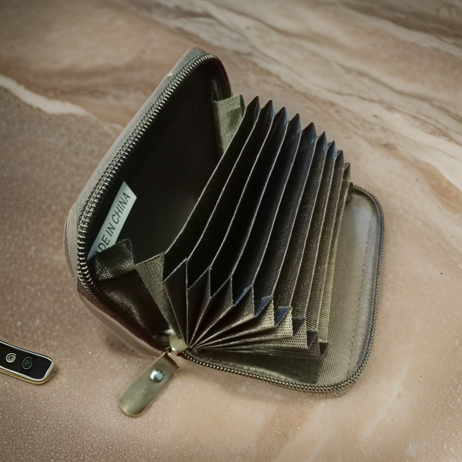 KHAPPIE Wallet Men's RFID Blocking PU Leather Wallet with Zipper Multi Business Card Holder Purse - Oshi.pk - Buy & Sell Online