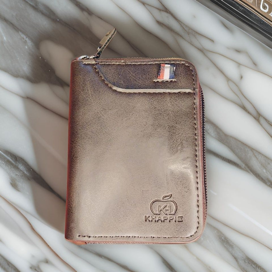 KHAPPIE Wallet Men's RFID Blocking PU Leather Wallet with Zipper Multi Business Card Holder Purse - Oshi.pk - Buy & Sell Online