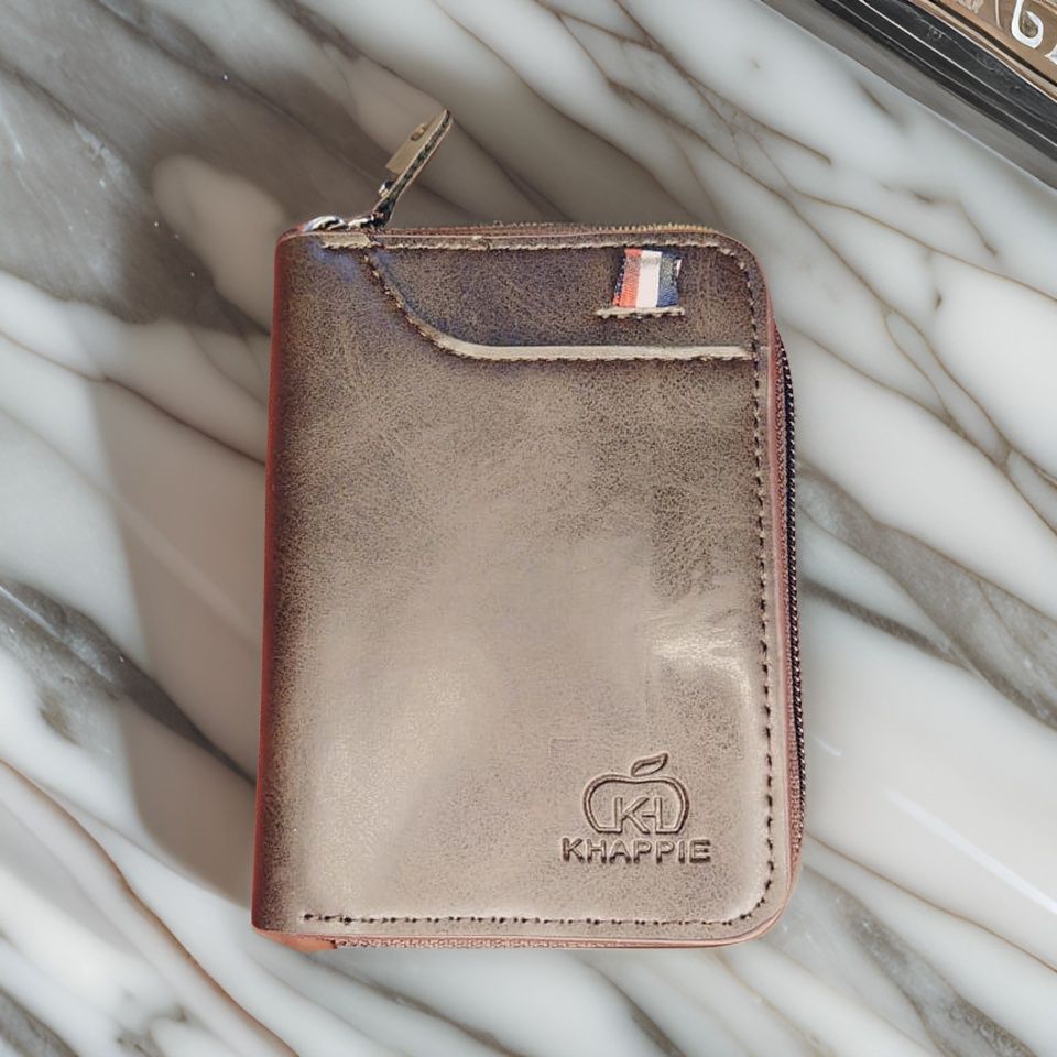 KHAPPIE Wallet Men's RFID Blocking PU Leather Wallet with Zipper Multi Business Card Holder Purse - Oshi.pk - Buy & Sell Online