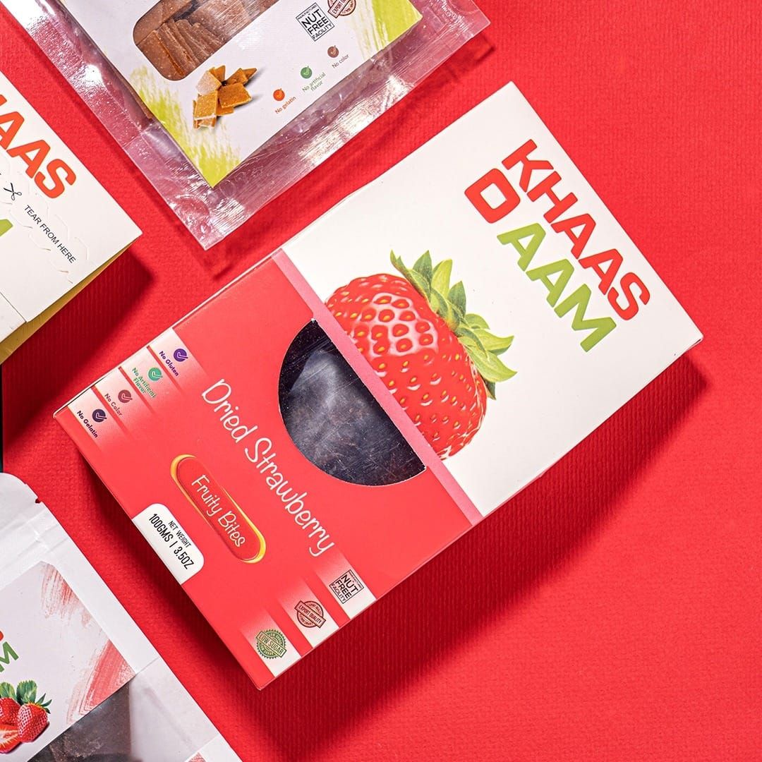 Khaso Aam Strawberry 100 Gm With Tester Mango Chausa 40gm 100% Natural Dried Straw berry Fruit Candy | Khaso Aam Premium Strawbery Fruit Bar, Aam Papa - Oshi.pk - Buy & Sell Online