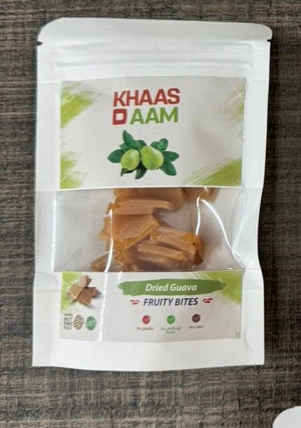 KhasoAam Dried Guava Flavor 80 Gram, 100% Natural Amrood Fruit Candy | Premium Amrud Fruity Bar, Amrod Candy Toffee Guawa Pulp Jelly Fruit Bites