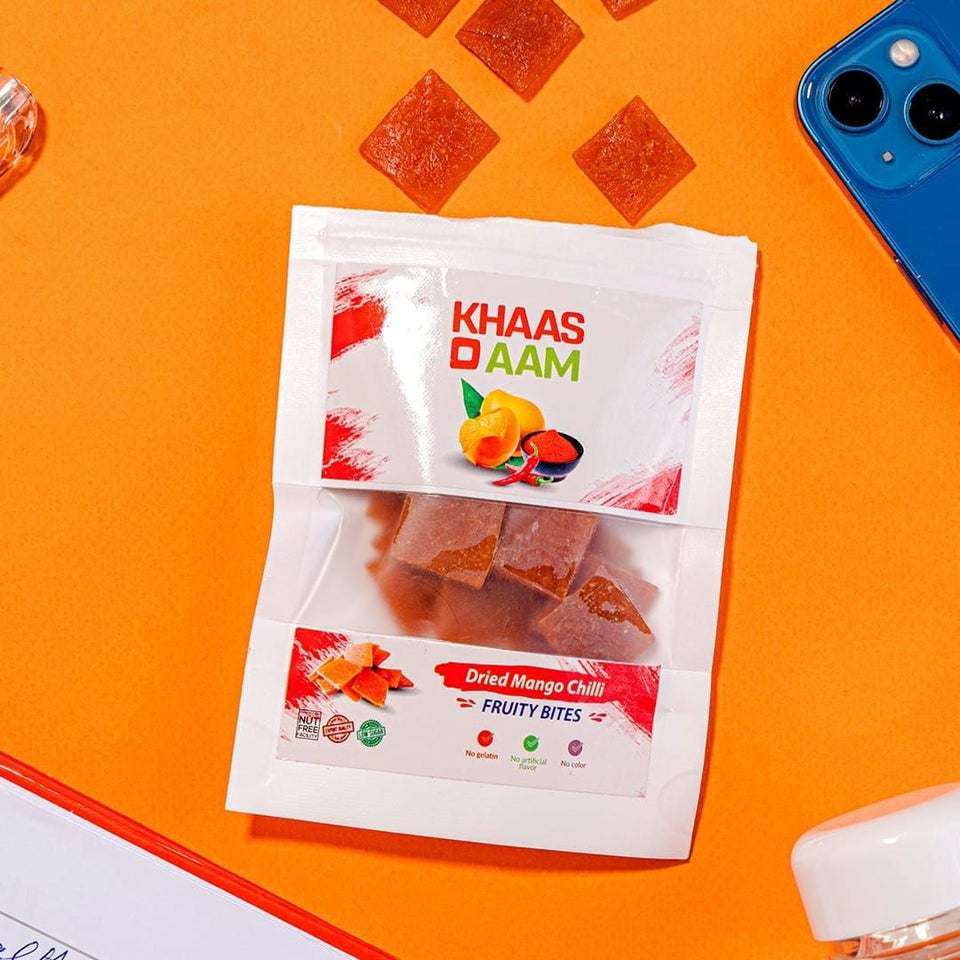 KhasoAam Mango Chilli Flavor 40 Gm, 100% Natural Dried Chilli Mango Fruit Candy Khaso Aam Premium Mango Fruit Bar, Aam Papad Pulp Jelly Fruit Bites - Oshi.pk - Buy & Sell Online