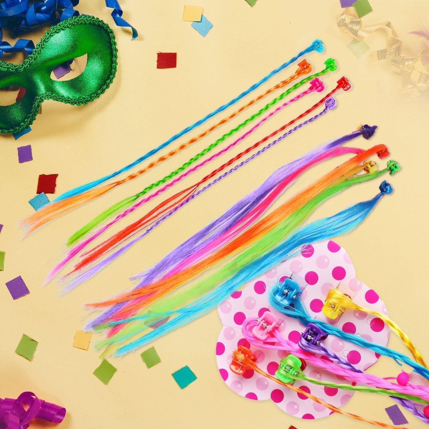 Kids Hair Extensions with Hair Clips, Rainbow Braids Hair Braid Extensions, Girls' Hair Accessories Fashion Bobby Pin Rainbow Wig, for Parties - Oshi.pk - Buy & Sell Online