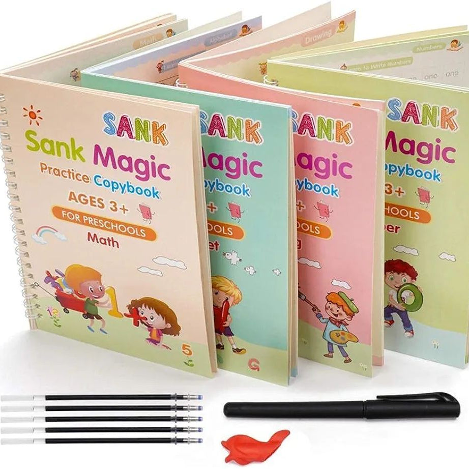 Kids Magic Practice Book For Learning & Growth (4 Books + 1 Pen + 1 Grip + 10 Refill) - Oshi.pk - Buy & Sell Online