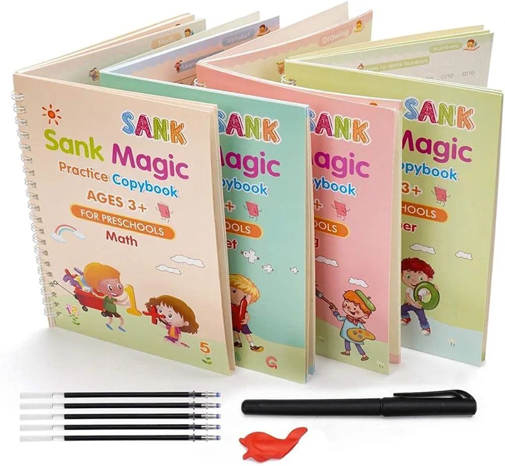 Kids Magic Practice Book For Learning & Growth (4 Books + 1 Pen + 1 Grip + 10 Refill) - Oshi.pk - Buy & Sell Online