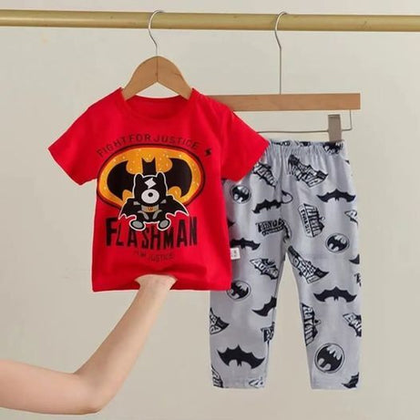 Baby Or Baba Red Bat Printed Print Half Sleeves T-shirt With Printed Pajama Night Suit for Kids - Oshi.pk - Buy & Sell Online