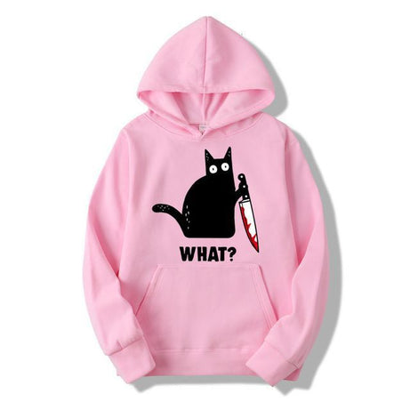 killer Cat Fleece Full Sleeves Pull Over Hoodie For Women