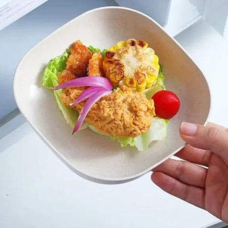 Kitchen Accessories Square Plastic Dinner Plate Set (Set of 10 Pcs) Colorful Snacks/Breakfast Plate with Stand Kitchen Tools - 10Pcs - MultiColor - Oshi.pk - Buy & Sell Online