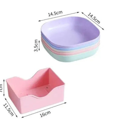 Kitchen Accessories Square Plastic Dinner Plate Set (Set of 10 Pcs) Colorful Snacks/Breakfast Plate with Stand Kitchen Tools - 10Pcs - MultiColor - Oshi.pk - Buy & Sell Online