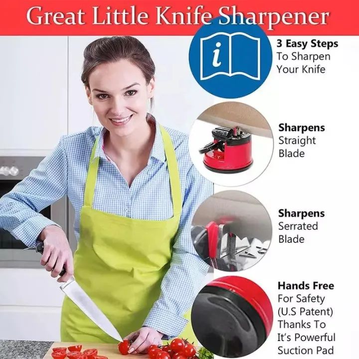 Kitchen Knife Sharpener with Non-Slip Suction Cup, Professional Two Stage Tungsten Carbide Kitchen Knife Sharpener Tool - Oshi.pk - Buy & Sell Online