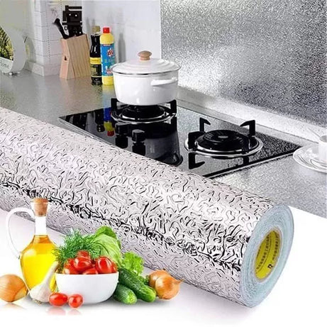 Kitchen Oil Proof Waterproof Sticker Silver Aluminum Foil 60*200 Cm - Oshi.pk - Buy & Sell Online