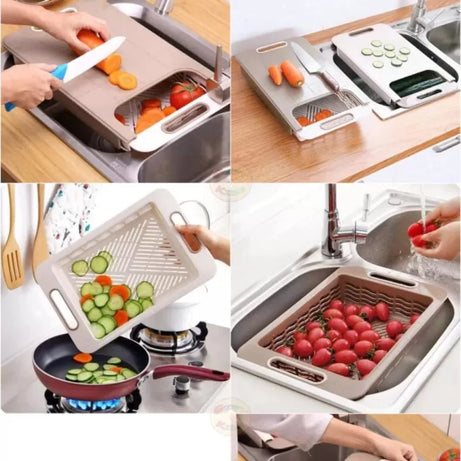 Kitchen Sink Retractable Cutting Board Strainer Basket - Oshi.pk - Buy & Sell Online