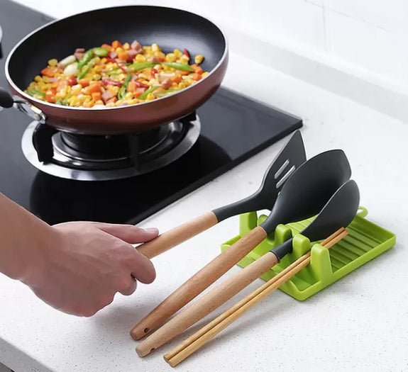 Kitchen Spoon Holders Fork Spatula Rack Shelf Organizer Plastic Spoon Rest Chopsticks Holder Non-slip Kitchen Utensil Spoons Pad - Oshi.pk - Buy & Sell Online