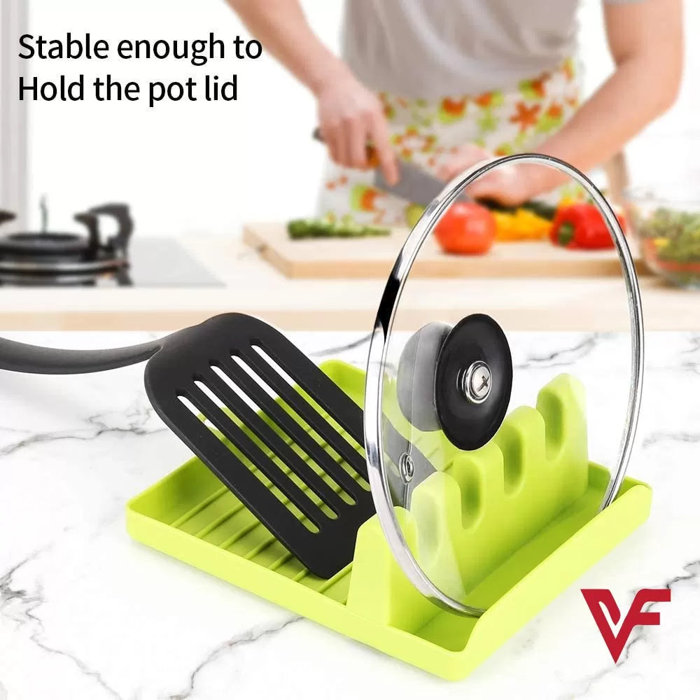 Kitchen Spoon Holders Fork Spatula Rack Shelf Tong Hooks Organizer Plastic Spoon Rest Mat Chopsticks Holder Non Slip Spoons Pad Kitchen Utensil